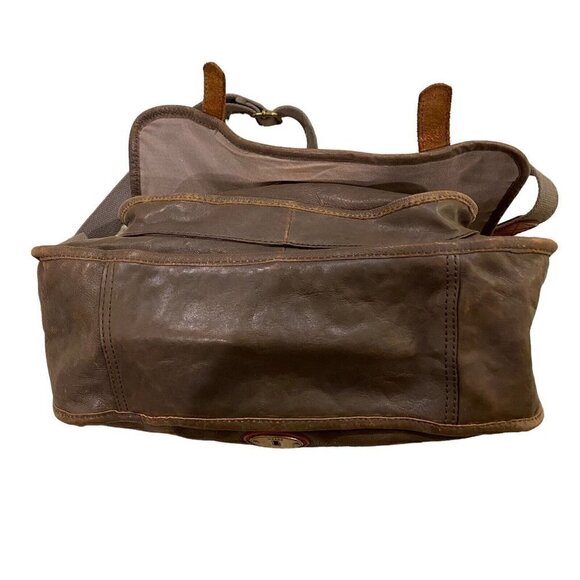 Fossil Vintage Reissue #54 Messenger Bag Crossbody Gray Brown Leather - Picture 6 of 10